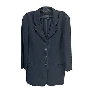 Banana Republic Blazer Jacket wool black Made in Italy long line Sz 8